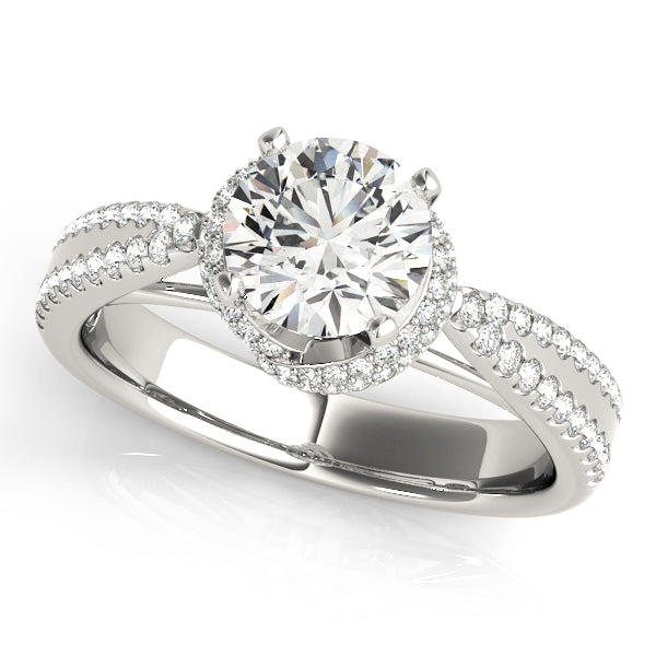 Elegant Multi-Row Round Diamond Engagement Ring in 10K/14K gold and platinum with certified lab-grown or natural diamonds