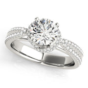 Elegant Multi-Row Round Diamond Engagement Ring in 10K/14K gold and platinum with certified lab-grown or natural diamonds