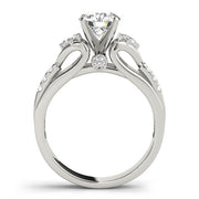 Vintage-Inspired Three-Stone Round Diamond Engagement Ring in 10K/14K gold and platinum with certified lab-grown or natural diamonds