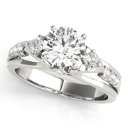 Vintage-Inspired Three-Stone Round Diamond Engagement Ring in 10K/14K gold and platinum with certified lab-grown or natural diamonds