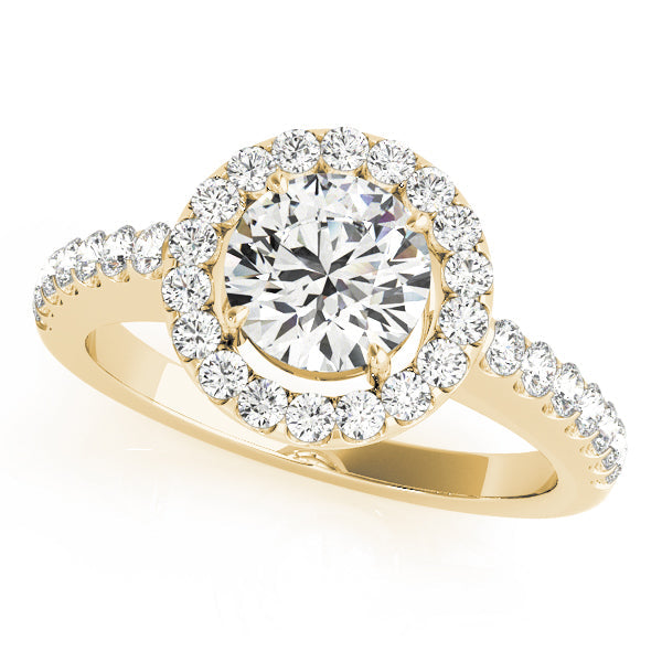 Luxe Halo Round Diamond Engagement Ring in 10K/14K gold and platinum with certified lab-grown or natural diamonds