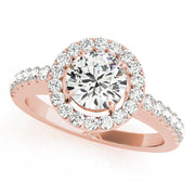 Luxe Halo Round Diamond Engagement Ring in 10K/14K gold and platinum with certified lab-grown or natural diamonds