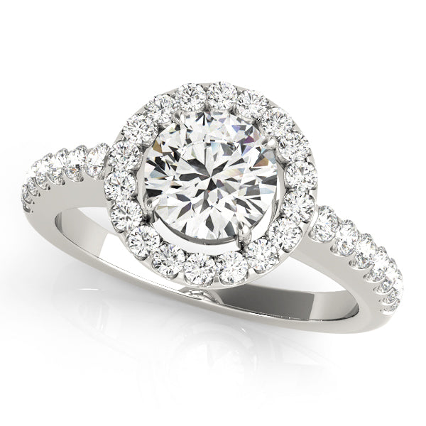Luxe Halo Round Diamond Engagement Ring in 10K/14K gold and platinum with certified lab-grown or natural diamonds