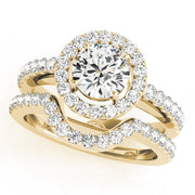 Luxe Halo Round Diamond Engagement Ring in 10K/14K gold and platinum with certified lab-grown or natural diamonds