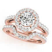 Luxe Halo Round Diamond Engagement Ring in 10K/14K gold and platinum with certified lab-grown or natural diamonds