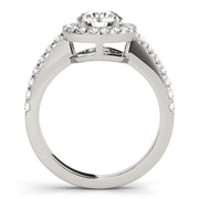 Luxe Halo Round Diamond Engagement Ring in 10K/14K gold and platinum with certified lab-grown or natural diamonds