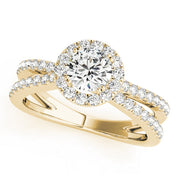 Refined Halo Round Diamond Engagement Ring in 10K/14K gold and platinum with certified lab-grown or natural diamonds