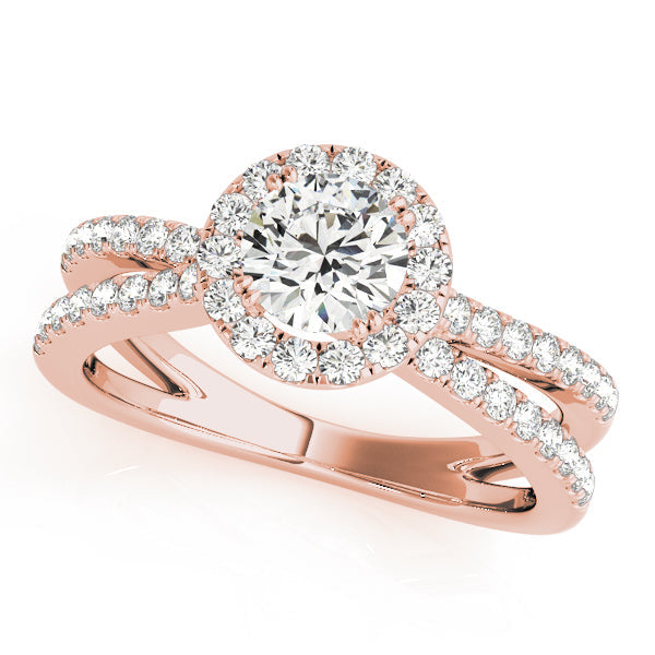 Refined Halo Round Diamond Engagement Ring in 10K/14K gold and platinum with certified lab-grown or natural diamonds