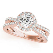 Refined Halo Round Diamond Engagement Ring in 10K/14K gold and platinum with certified lab-grown or natural diamonds