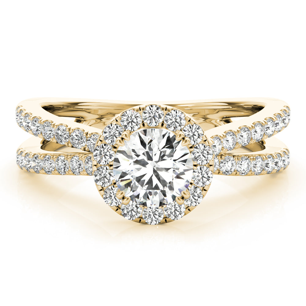 Refined Halo Round Diamond Engagement Ring in 10K/14K gold and platinum with certified lab-grown or natural diamonds