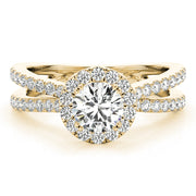 Refined Halo Round Diamond Engagement Ring in 10K/14K gold and platinum with certified lab-grown or natural diamonds