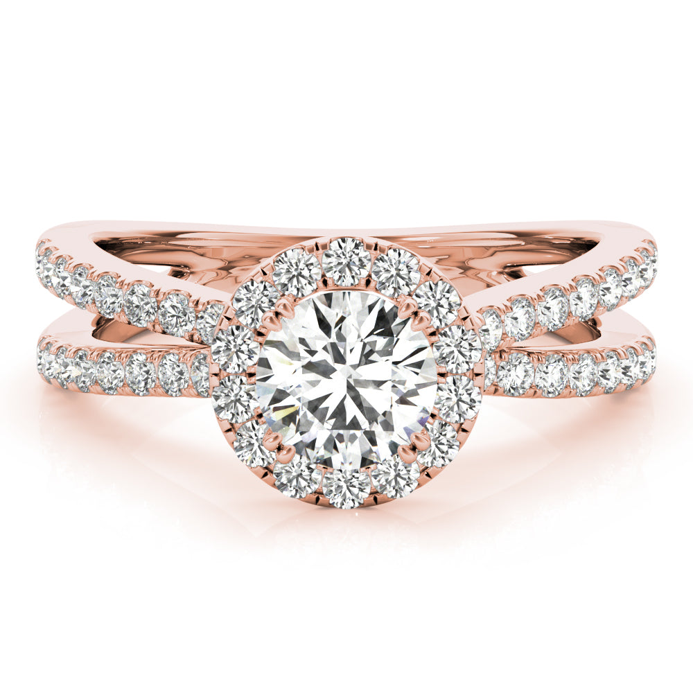 Refined Halo Round Diamond Engagement Ring in 10K/14K gold and platinum with certified lab-grown or natural diamonds