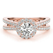 Refined Halo Round Diamond Engagement Ring in 10K/14K gold and platinum with certified lab-grown or natural diamonds