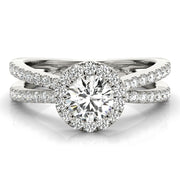 Refined Halo Round Diamond Engagement Ring in 10K/14K gold and platinum with certified lab-grown or natural diamonds