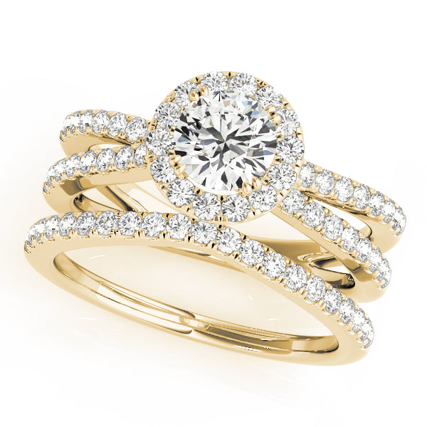 Refined Halo Round Diamond Engagement Ring in 10K/14K gold and platinum with certified lab-grown or natural diamonds