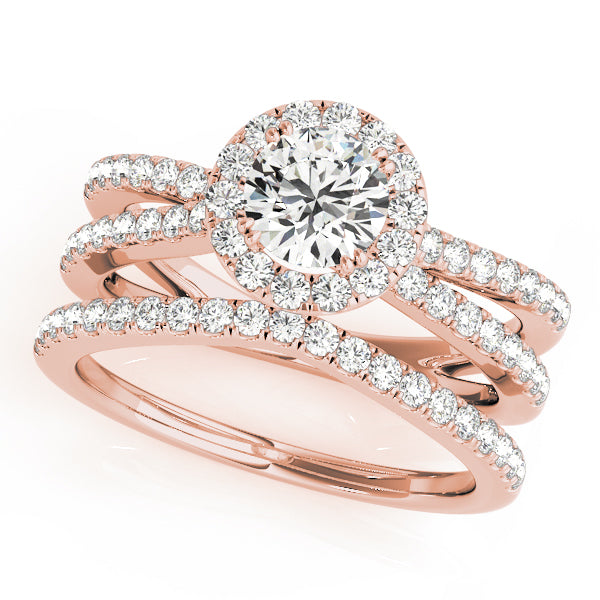 Refined Halo Round Diamond Engagement Ring in 10K/14K gold and platinum with certified lab-grown or natural diamonds