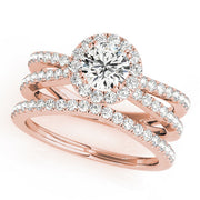 Refined Halo Round Diamond Engagement Ring in 10K/14K gold and platinum with certified lab-grown or natural diamonds