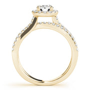 Refined Halo Round Diamond Engagement Ring in 10K/14K gold and platinum with certified lab-grown or natural diamonds