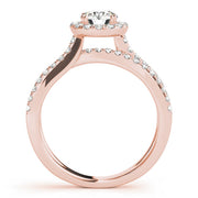 Refined Halo Round Diamond Engagement Ring in 10K/14K gold and platinum with certified lab-grown or natural diamonds