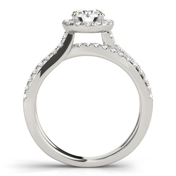 Refined Halo Round Diamond Engagement Ring in 10K/14K gold and platinum with certified lab-grown or natural diamonds