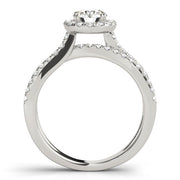 Refined Halo Round Diamond Engagement Ring in 10K/14K gold and platinum with certified lab-grown or natural diamonds