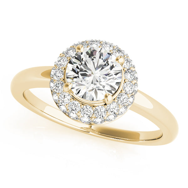 Iconic Halo Round Diamond Engagement Ring in 10K/14K gold and platinum with certified lab-grown or natural diamonds