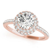 Signature Halo Round Diamond Engagement Ring in 10K/14K gold and platinum with certified lab-grown or natural diamonds