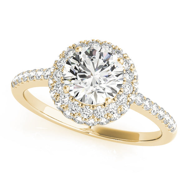 Signature Halo Round Diamond Engagement Ring in 10K/14K gold and platinum with certified lab-grown or natural diamonds