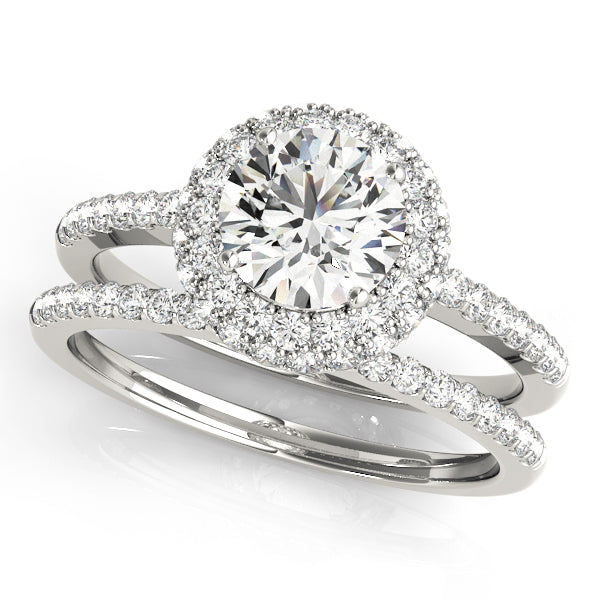 Signature Halo Round Diamond Engagement Ring in 10K/14K gold and platinum with certified lab-grown or natural diamonds