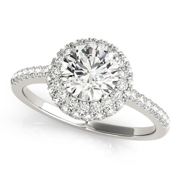 Signature Halo Round Diamond Engagement Ring in 10K/14K gold and platinum with certified lab-grown or natural diamonds