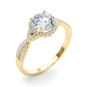 Artisan Multi-Row Round Diamond Engagement Ring in 10K/14K gold and platinum with certified lab-grown or natural diamonds