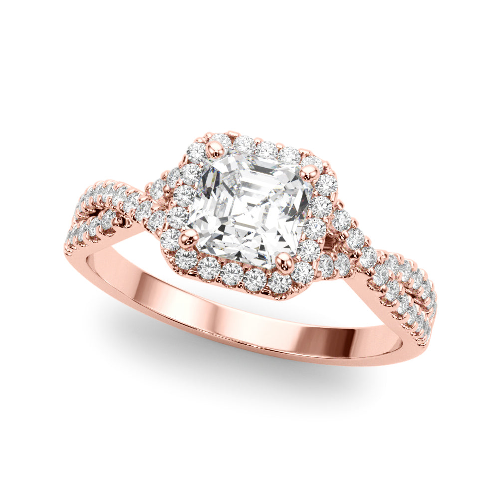 Artisan Multi-Row Round Diamond Engagement Ring in 10K/14K gold and platinum with certified lab-grown or natural diamonds