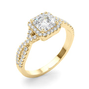 Artisan Multi-Row Round Diamond Engagement Ring in 10K/14K gold and platinum with certified lab-grown or natural diamonds