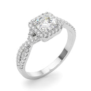 Artisan Multi-Row Round Diamond Engagement Ring in 10K/14K gold and platinum with certified lab-grown or natural diamonds