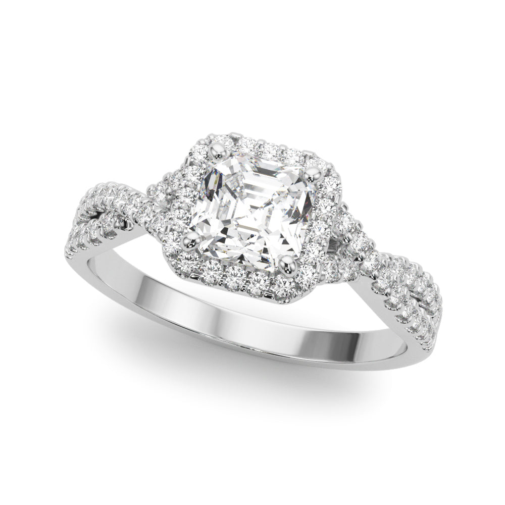 Artisan Multi-Row Round Diamond Engagement Ring in 10K/14K gold and platinum with certified lab-grown or natural diamonds