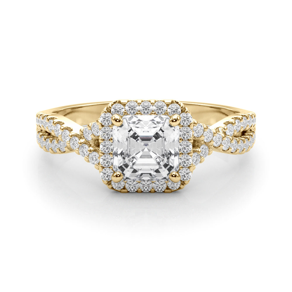 Artisan Multi-Row Round Diamond Engagement Ring in 10K/14K gold and platinum with certified lab-grown or natural diamonds