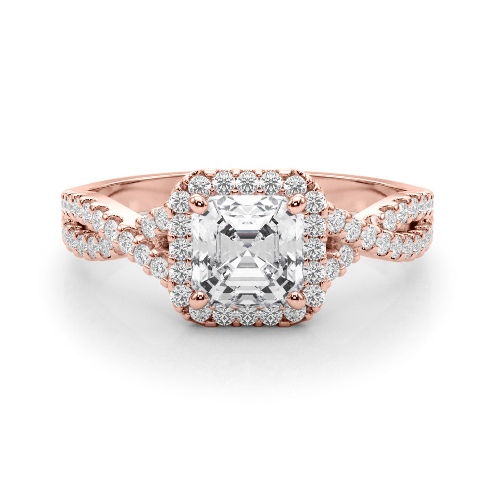 Artisan Multi-Row Round Diamond Engagement Ring in 10K/14K gold and platinum with certified lab-grown or natural diamonds