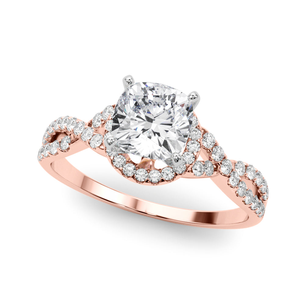 Artisan Multi-Row Round Diamond Engagement Ring in 10K/14K gold and platinum with certified lab-grown or natural diamonds