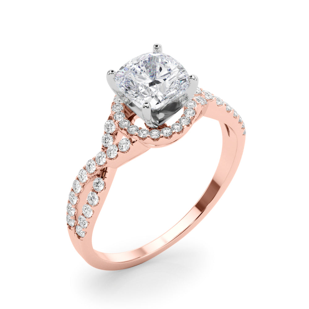 Artisan Multi-Row Round Diamond Engagement Ring in 10K/14K gold and platinum with certified lab-grown or natural diamonds
