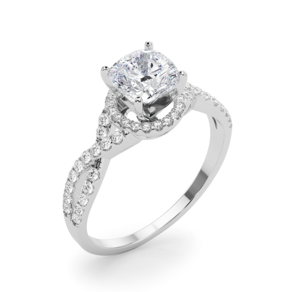 Artisan Multi-Row Round Diamond Engagement Ring in 10K/14K gold and platinum with certified lab-grown or natural diamonds
