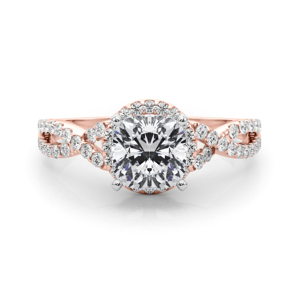 Artisan Multi-Row Round Diamond Engagement Ring in 10K/14K gold and platinum with certified lab-grown or natural diamonds