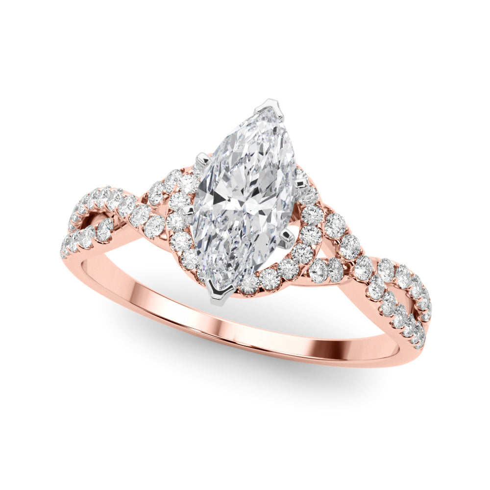 Artisan Multi-Row Round Diamond Engagement Ring in 10K/14K gold and platinum with certified lab-grown or natural diamonds