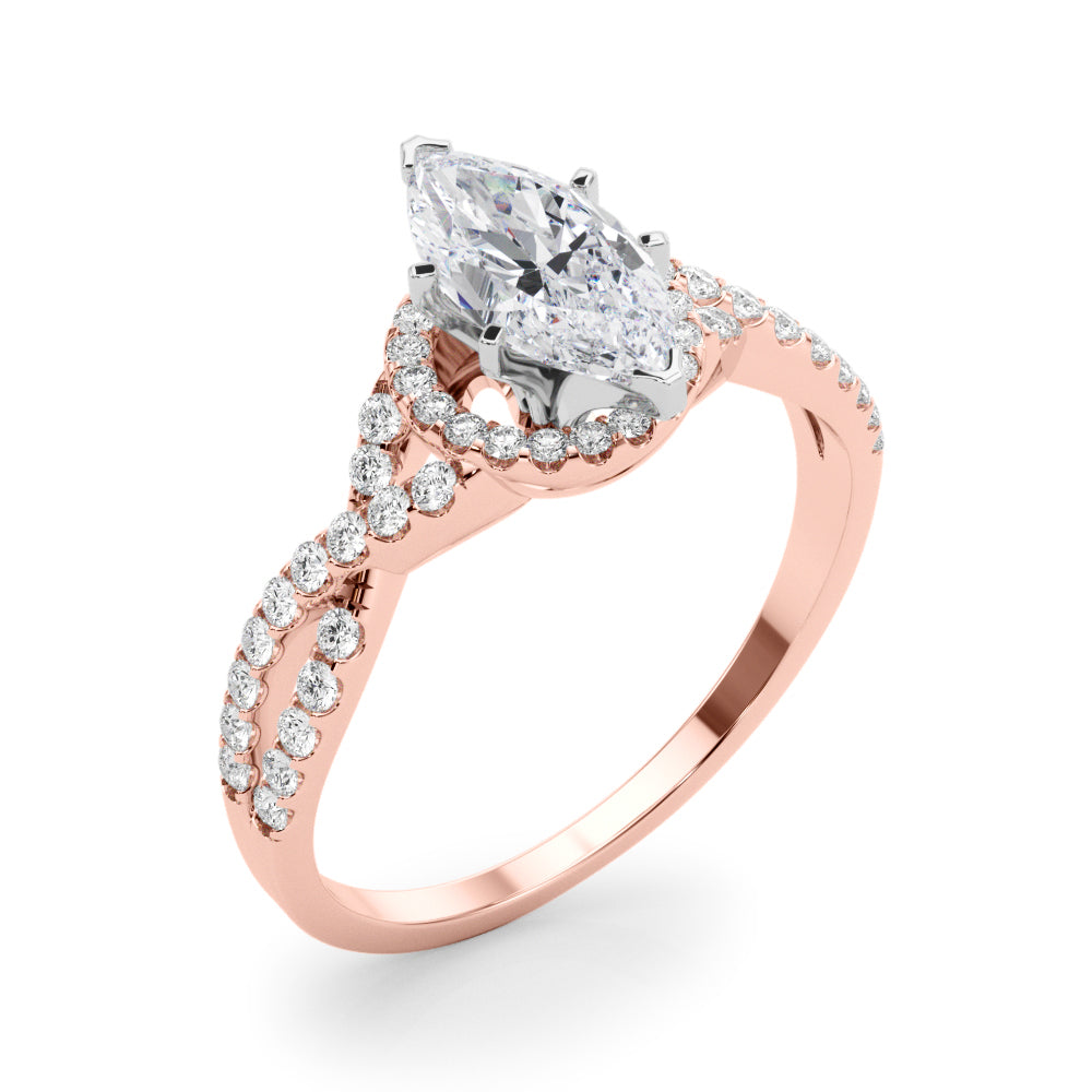 Artisan Multi-Row Round Diamond Engagement Ring in 10K/14K gold and platinum with certified lab-grown or natural diamonds
