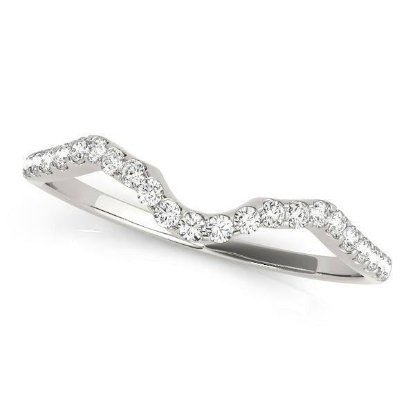 Shared Prong Curved Wedding Half Eternity Ring in Gold & Platinum