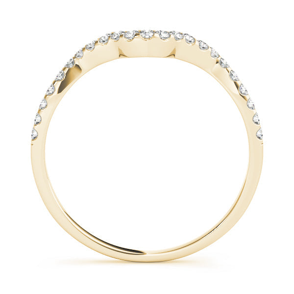 Shared Prong Curved Wedding Half Eternity Ring in Gold & Platinum