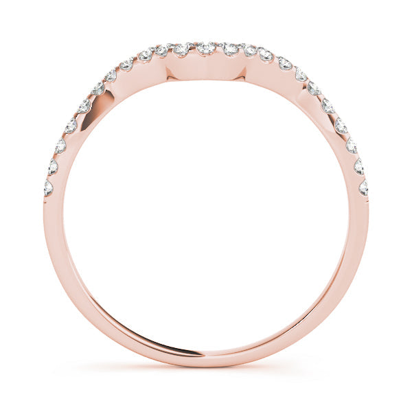 Shared Prong Curved Wedding Half Eternity Ring in Gold & Platinum