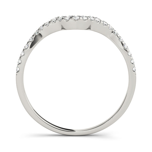 Shared Prong Curved Wedding Half Eternity Ring in Gold & Platinum