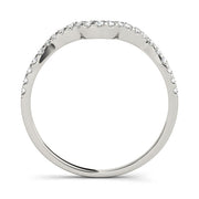 Shared Prong Curved Wedding Half Eternity Ring in Gold & Platinum