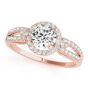 Bespoke Halo Round Diamond Engagement Ring in 10K/14K gold and platinum with certified lab-grown or natural diamonds