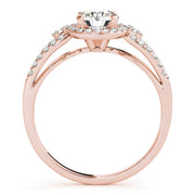 Bespoke Halo Round Diamond Engagement Ring in 10K/14K gold and platinum with certified lab-grown or natural diamonds